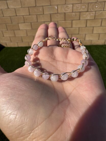 Beaded Pale Magenta Kunzite Handmade Bracelet 15-20cm Length - Image 5