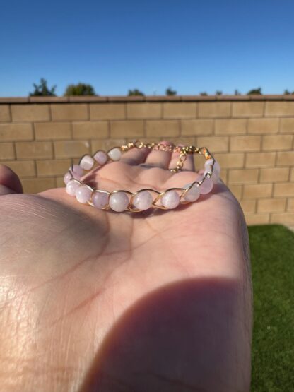 Beaded Pale Magenta Kunzite Handmade Bracelet 15-20cm Length - Image 6