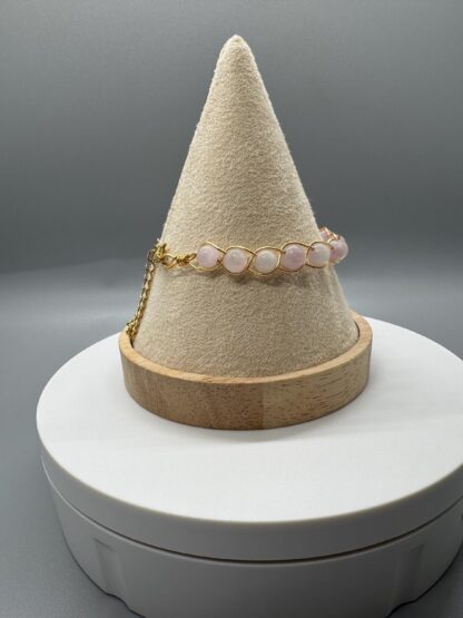 Beaded Pale Magenta Kunzite Handmade Bracelet 15-20cm Length - Image 9