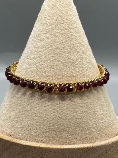 Double Cuban Chain with Garnet Gemstones (15cm to 20cm adjustable) - Image 5