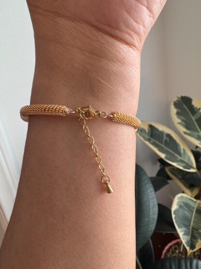 Gold Plated Twisted Spiral Natural Pearl Bracelet - Image 10