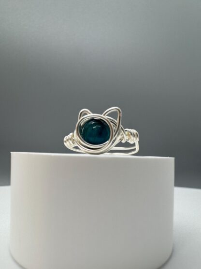 Cat Blue Tigers Eye or Pink Quartz Wire Wrapped Ring - Image 10