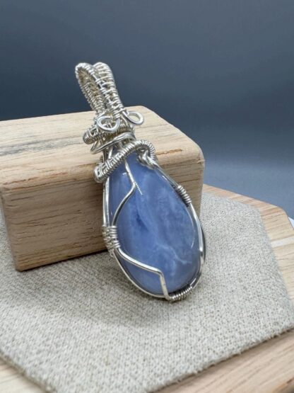 Blue Lace Agate Wired Wrap Pendant - Image 6