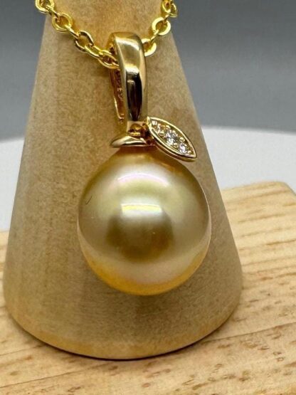 Natural South Sea Golden Pearl(10-11 x 11-12mm) S925 Fruit Pendant 50 cm + 5cm Box Chain Included - Image 6