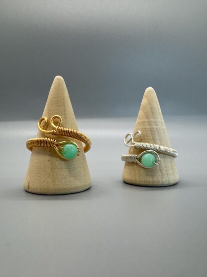 Chrysoprase Open Face Wired Wrap Ring - Image 4