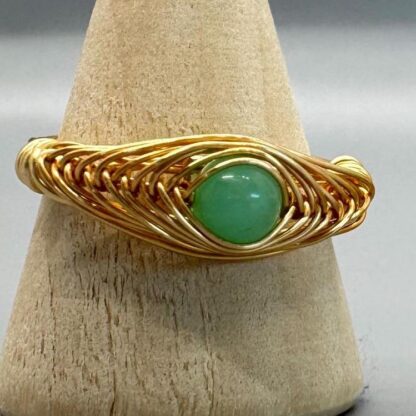 Chrysoprase Evil Eye Wired Wrap Ring - Image 4