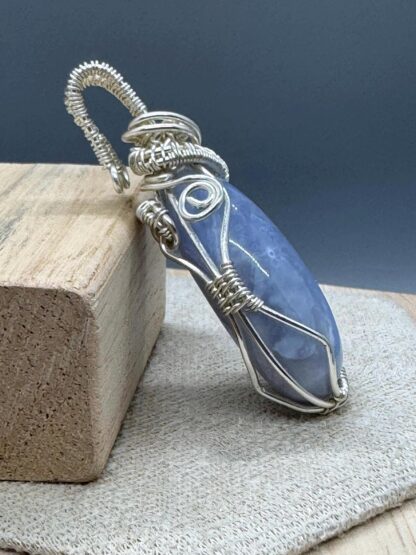 Blue Lace Agate Wired Wrap Pendant - Image 10