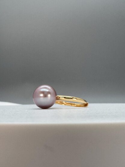 Purple Pearl Solitaire Gold Plated on Sterling Silver Ring - Image 4