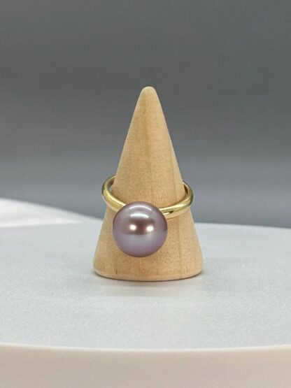 Purple Pearl Solitaire Gold Plated on Sterling Silver Ring - Image 10