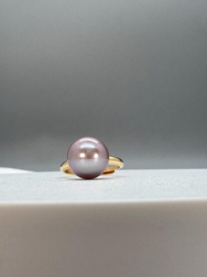 Purple Pearl Solitaire Gold Plated on Sterling Silver Ring - Image 6