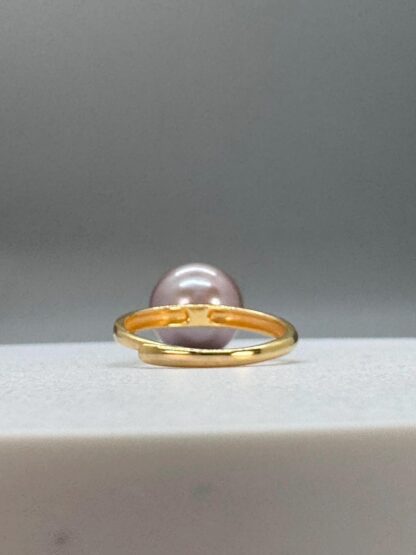 Purple Pearl Solitaire Gold Plated on Sterling Silver Ring - Image 5