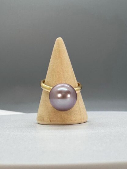 Purple Pearl Solitaire Gold Plated on Sterling Silver Ring - Image 7