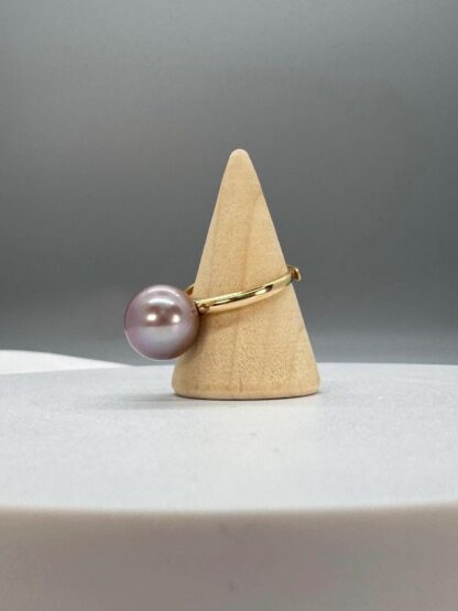 Purple Pearl Solitaire Gold Plated on Sterling Silver Ring - Image 8