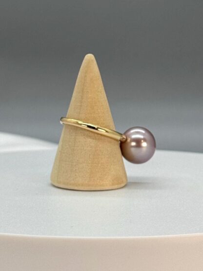 Purple Pearl Solitaire Gold Plated on Sterling Silver Ring - Image 9