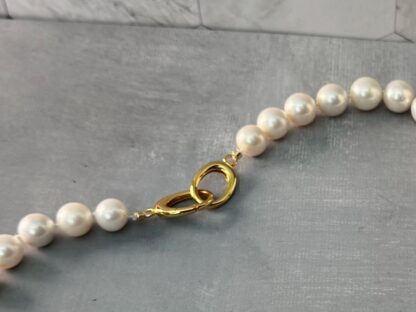 Hand-Knotted Edison Pearl Necklace – 925 Gold-Plated Push Clasp, Silk Threaded, Large 10mm White Pearls - Image 7