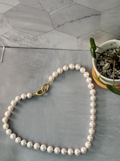 Hand-Knotted Edison Pearl Necklace – 925 Gold-Plated Push Clasp, Silk Threaded, Large 10mm White Pearls - Image 8