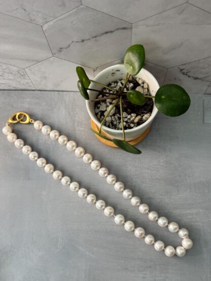 Hand-Knotted Edison Pearl Necklace – 925 Gold-Plated Push Clasp, Silk Threaded, Large 10mm White Pearls - Image 5