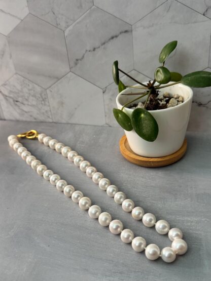 Hand-Knotted Edison Pearl Necklace – 925 Gold-Plated Push Clasp, Silk Threaded, Large 10mm White Pearls - Image 6
