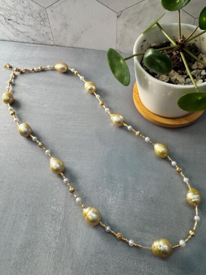 South Sea Golden Baroque Pearl Necklace - Image 4