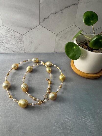 South Sea Golden Baroque Pearl Necklace - Image 7