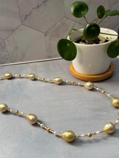 South Sea Golden Baroque Pearl Necklace - Image 5