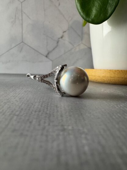 Mermaid Tail Pendant with 11mm White Edison Pearl – Intense Luster, Universal Clasp, Sterling Silver with Optional Chain - Image 5