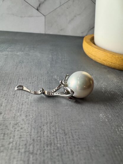 Mermaid Tail Pendant with 11mm White Edison Pearl – Intense Luster, Universal Clasp, Sterling Silver with Optional Chain - Image 7
